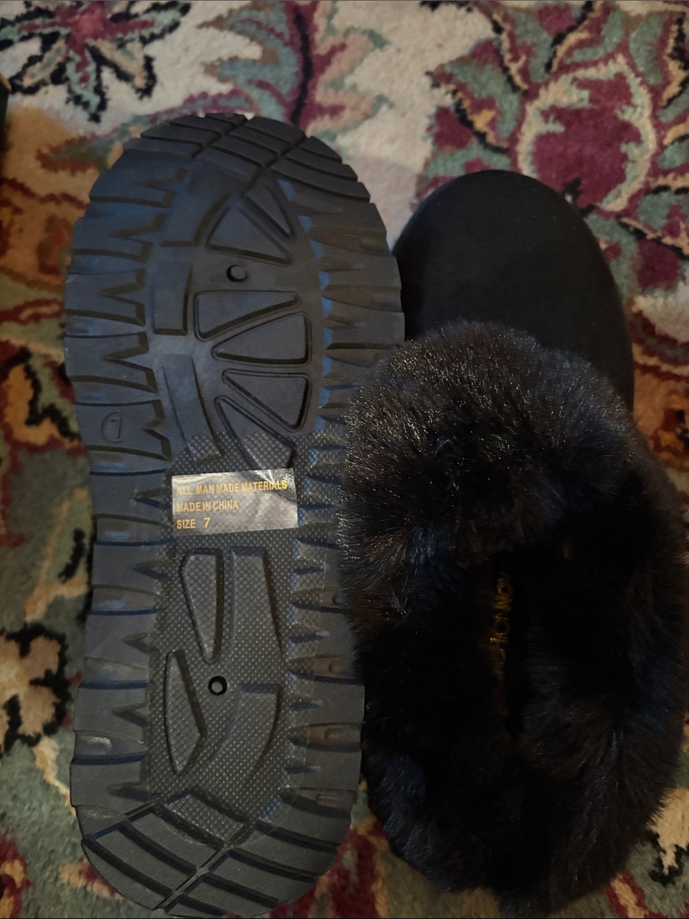 Black Faux Fur Ankle Booties for Women